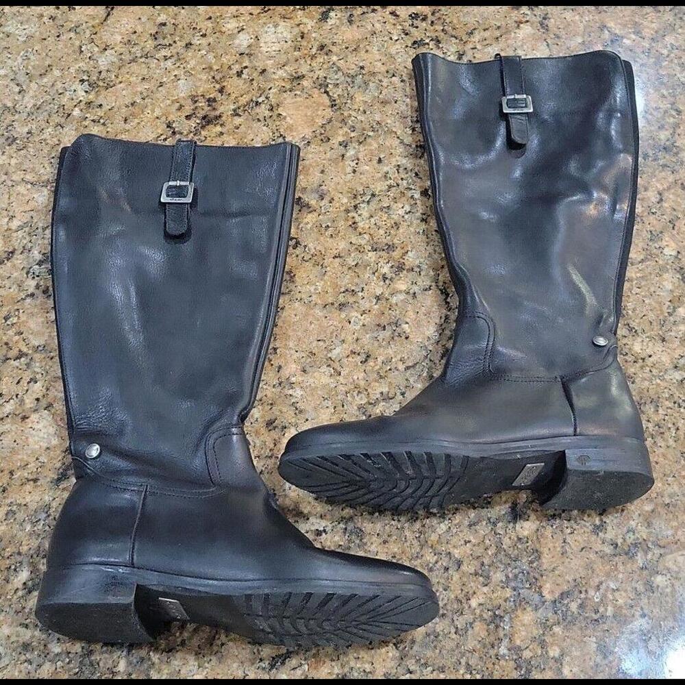 Pajar Elegant Black Leather Waterproof Zip Up Buckle Tall Boots Womens Shoe 39 8
